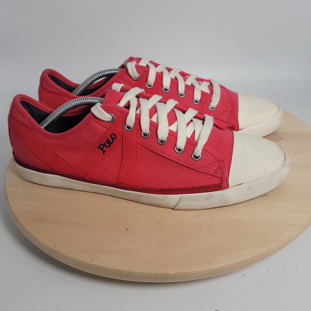 Polo Ralph Lauren Lace Up Clifton Sneakers  - Men Size 11D Red
